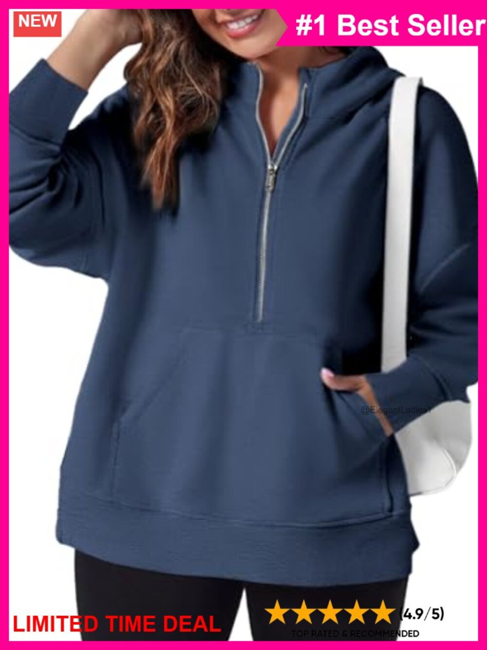Plus Size Hoodie Half Zip Long Sleeve Sweatshirt Kangaroo Pocket Loose Fit